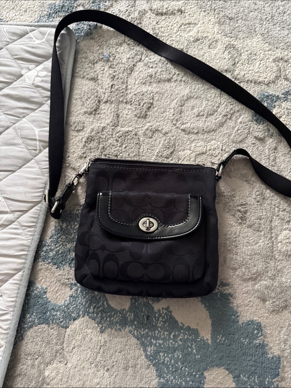 Coach Black Signature Crossbody with Turn-Lock Flap